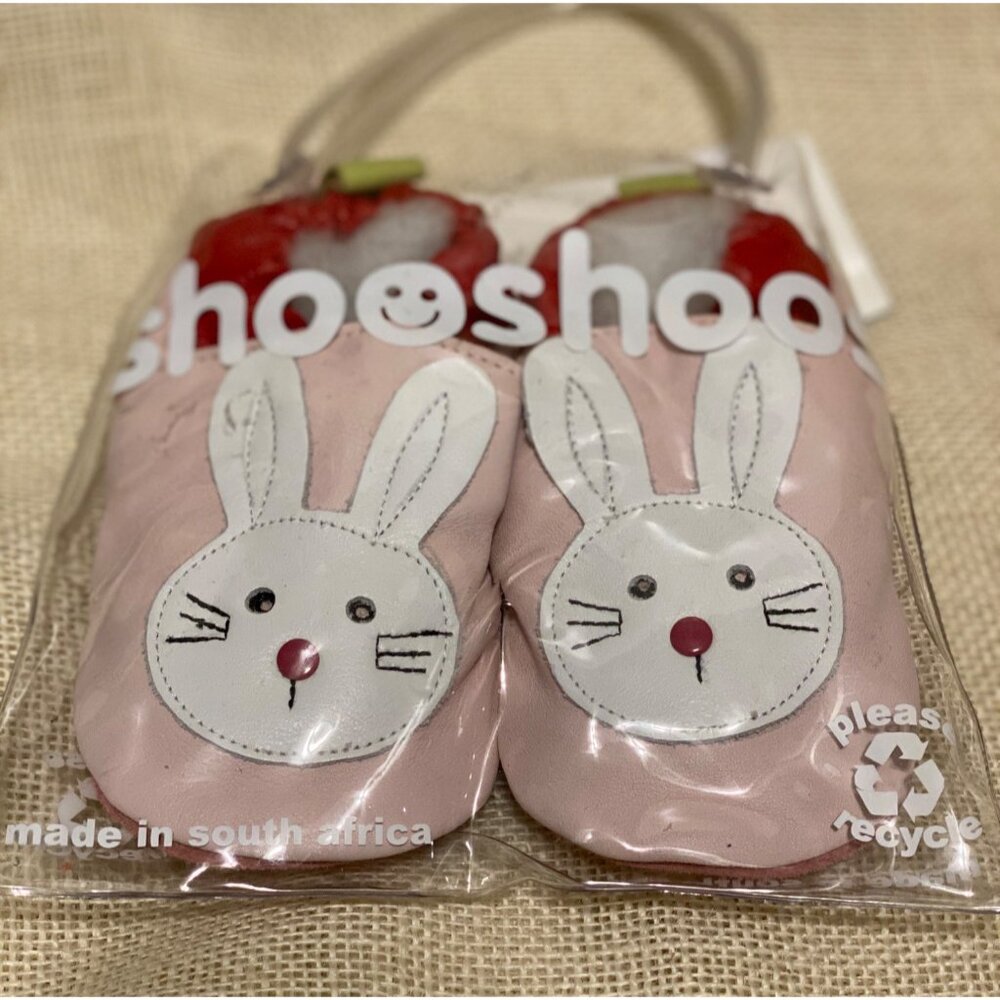 Pink Leather Baby Shoes Easter Bunny Rabbit Soft Sole 18-24m XL NEW Shooshoos - Picture 4 of 10